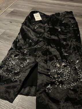 Zara Black Embellished Midi Skirt